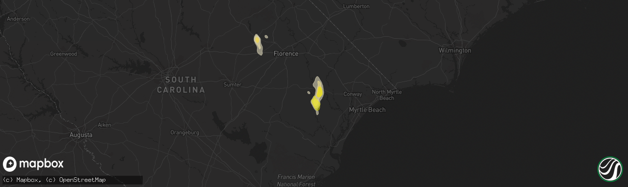 Hail map in Johnsonville, SC on June 3, 2017