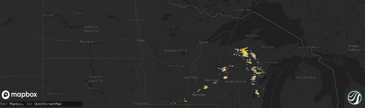 Hail map in Minnesota on June 3, 2017