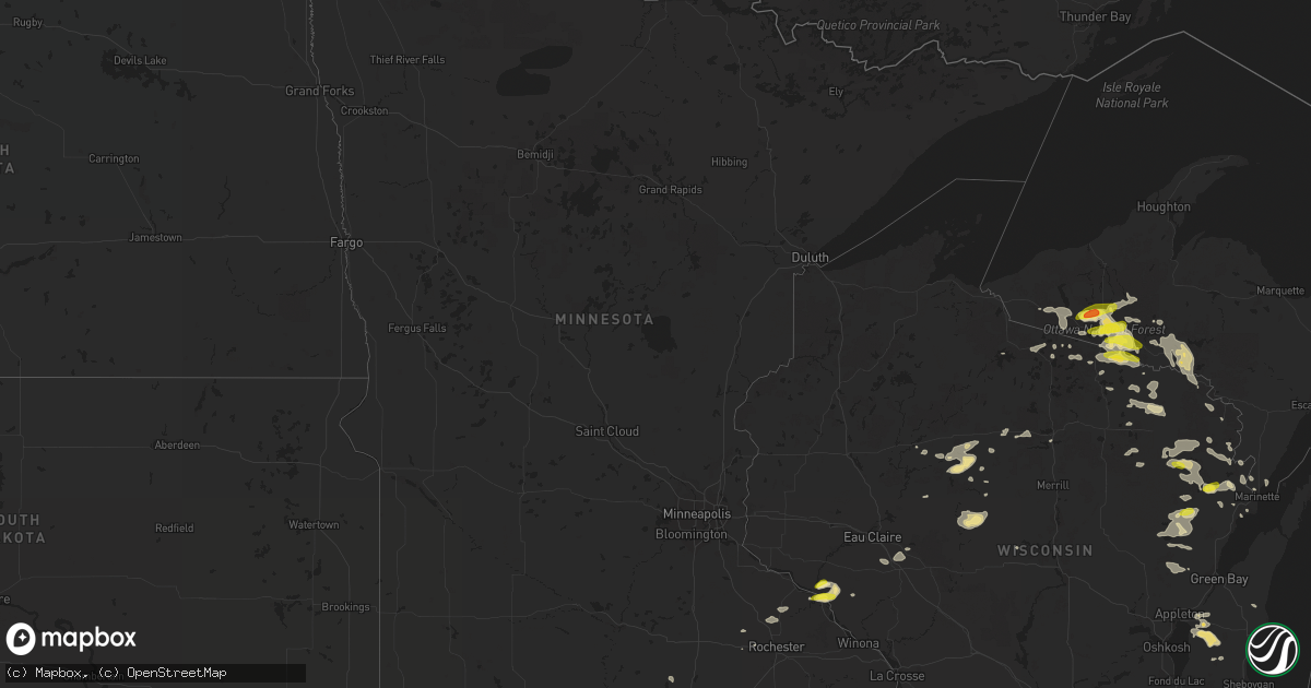 Hail map in Minnesota on June 3, 2017