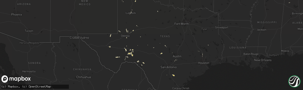 Hail map in Texas on June 3, 2017