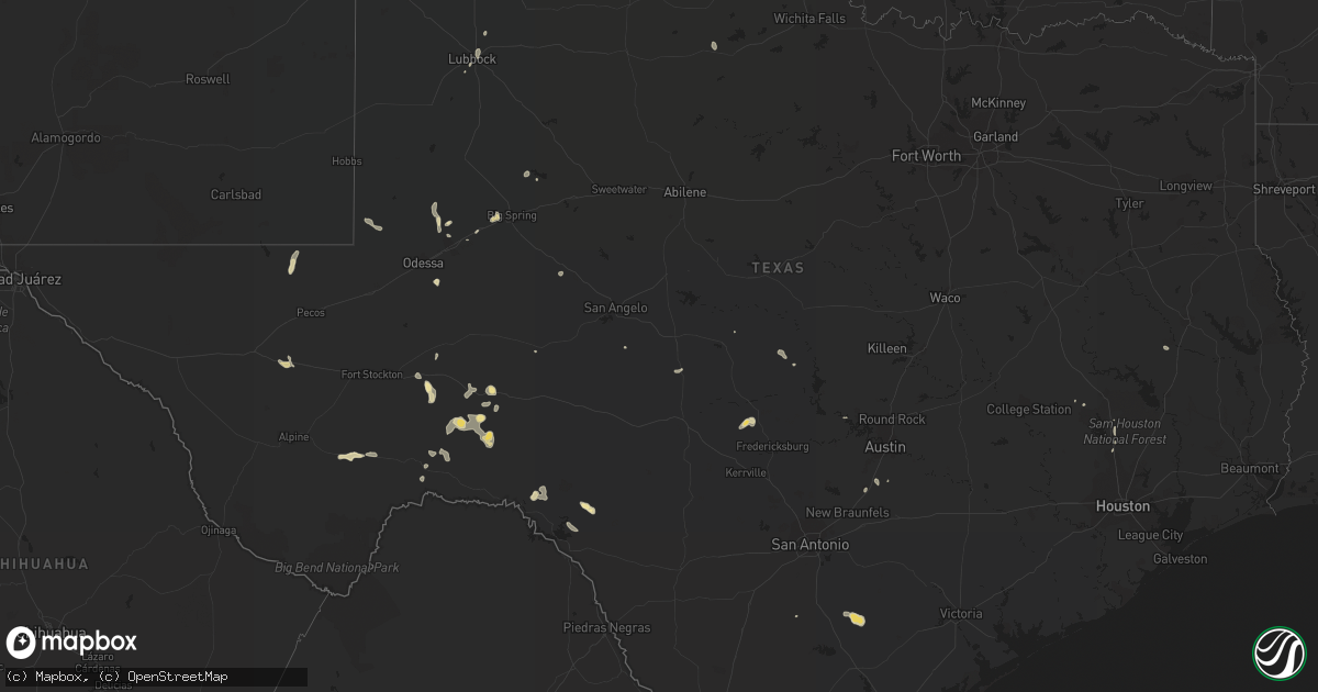 Hail map in Texas on June 3, 2017