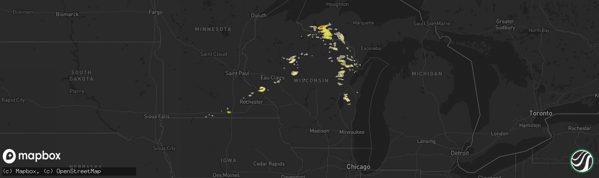 Hail map in Wisconsin on June 3, 2017