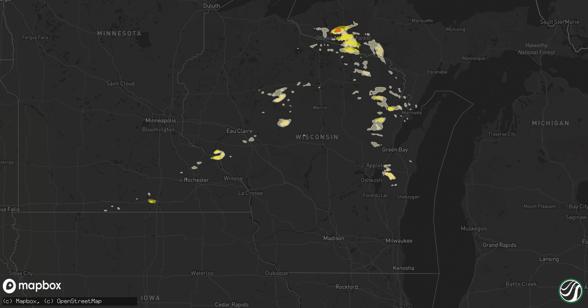 Hail map in Wisconsin on June 3, 2017