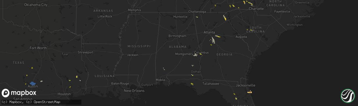 Hail map in Alabama on June 3, 2018