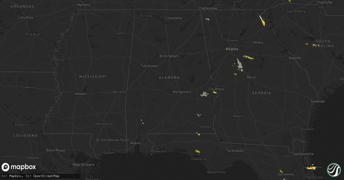 Hail map in Alabama on June 3, 2018