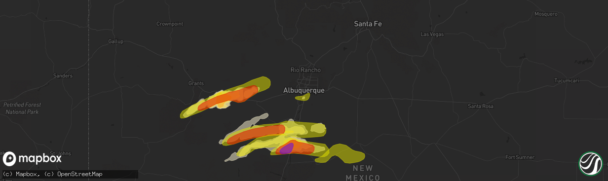 Hail map in Albuquerque, NM on June 3, 2018