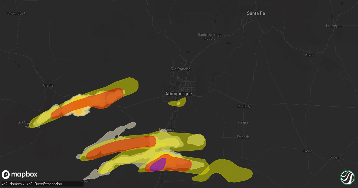 Hail map in Albuquerque, NM on June 3, 2018