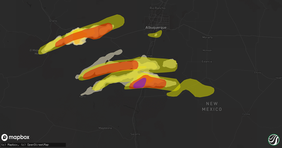 Hail map in Belen, NM on June 3, 2018