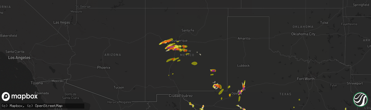 Hail map in New Mexico on June 3, 2018