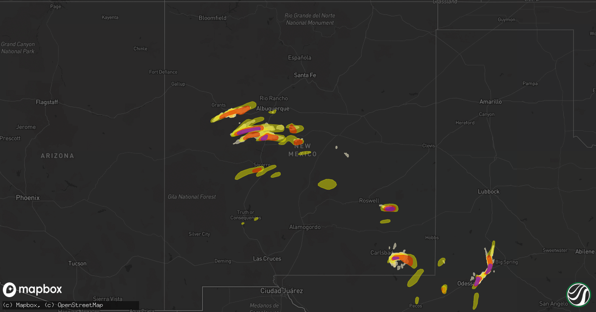 Hail map in New Mexico on June 3, 2018