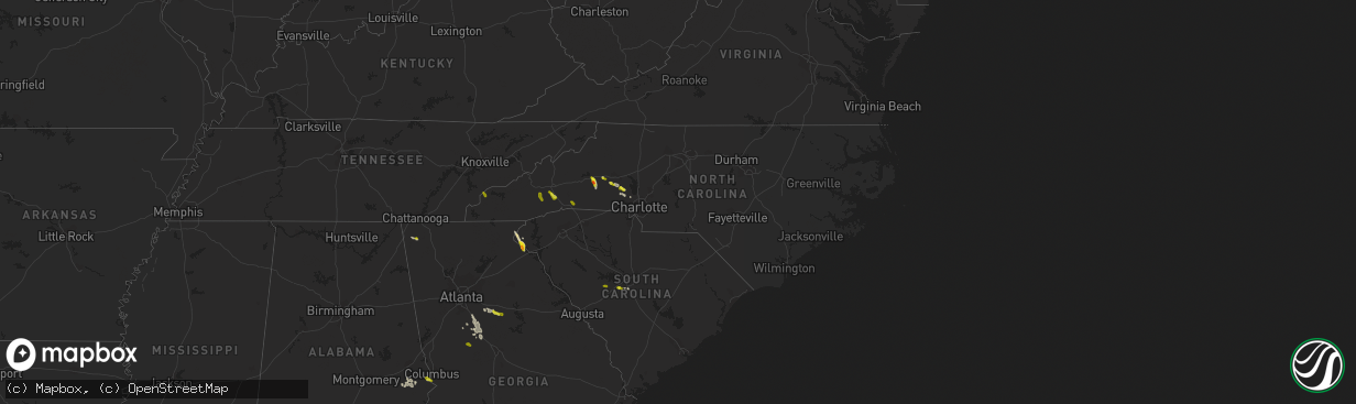 Hail map in North Carolina on June 3, 2018