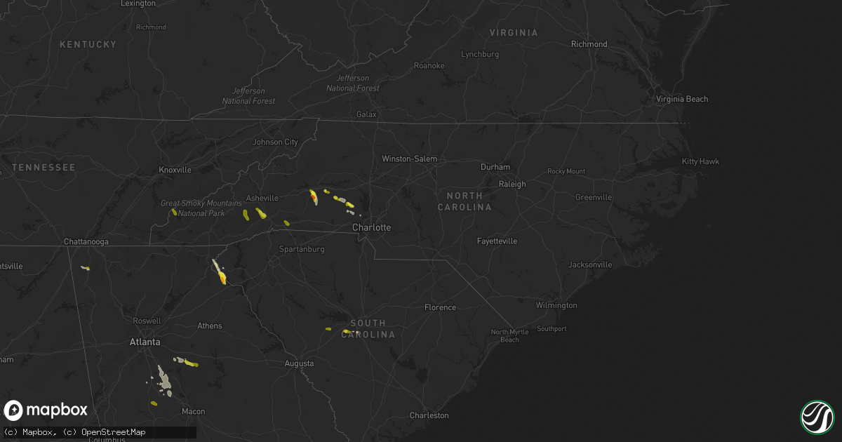 Hail map in North Carolina on June 3, 2018