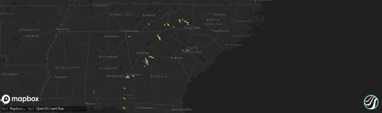 Hail map in South Carolina on June 3, 2018