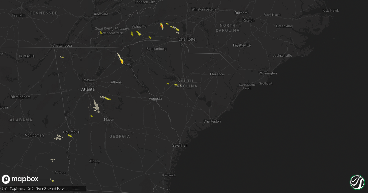 Hail map in South Carolina on June 3, 2018