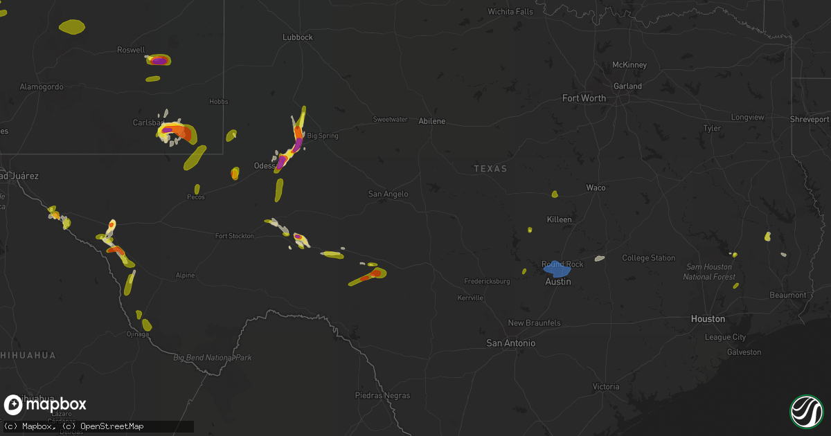 Hail map in Texas on June 3, 2018