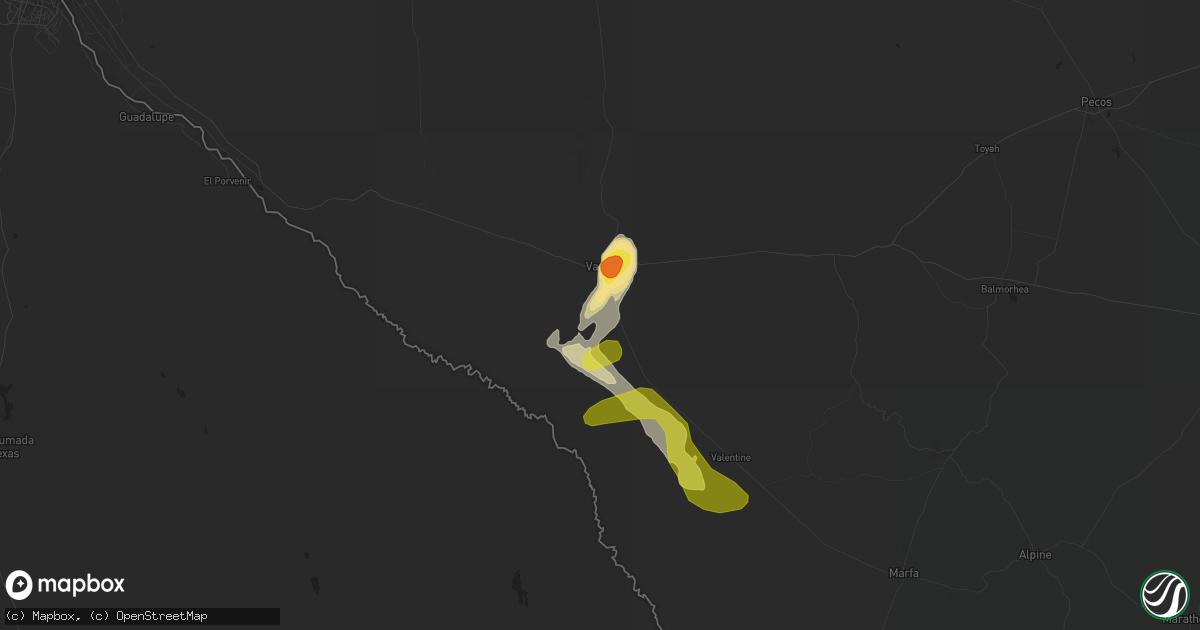 Hail map in Van Horn, TX on June 3, 2018