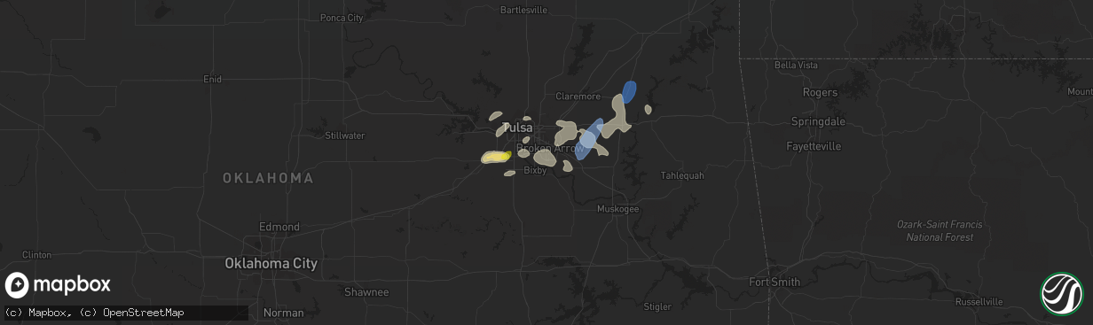 Hail map in Broken Arrow, OK on June 3, 2019