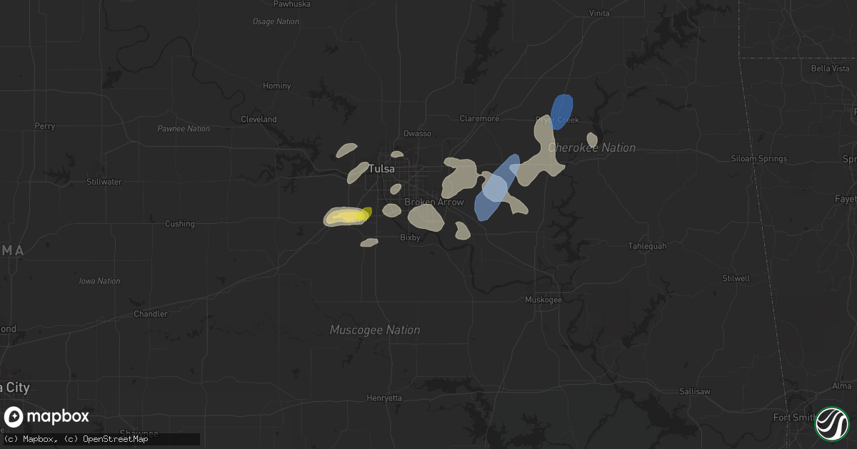 Hail map in Broken Arrow, OK on June 3, 2019