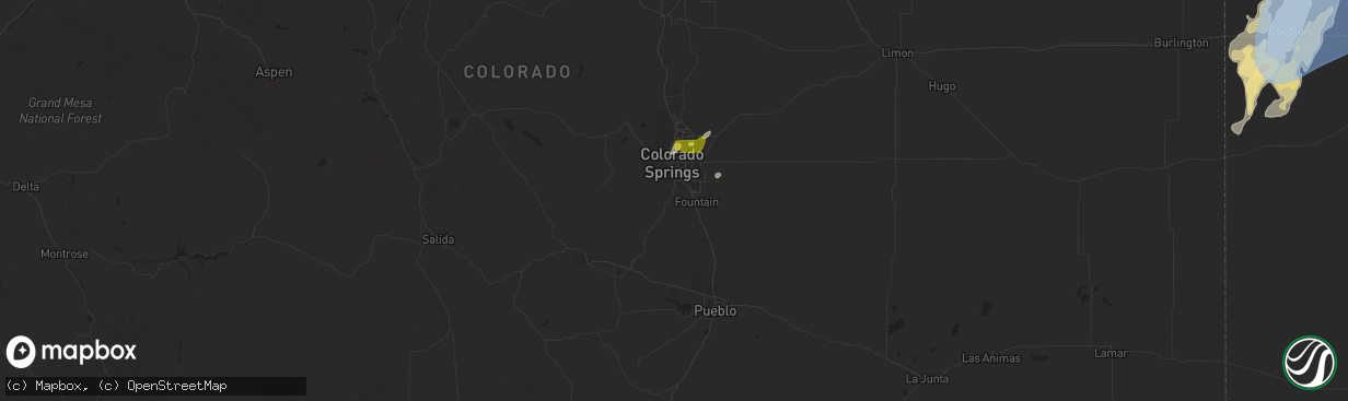 Hail map in Colorado Springs, CO on June 3, 2019