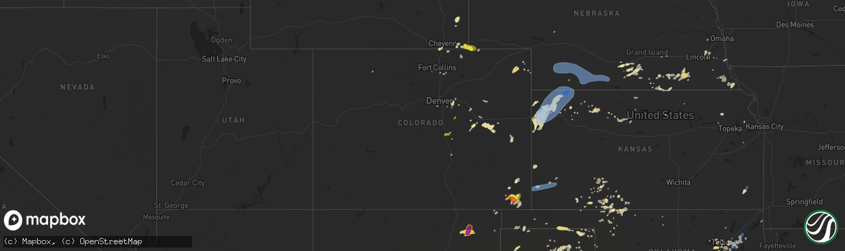 Hail map in Colorado on June 3, 2019