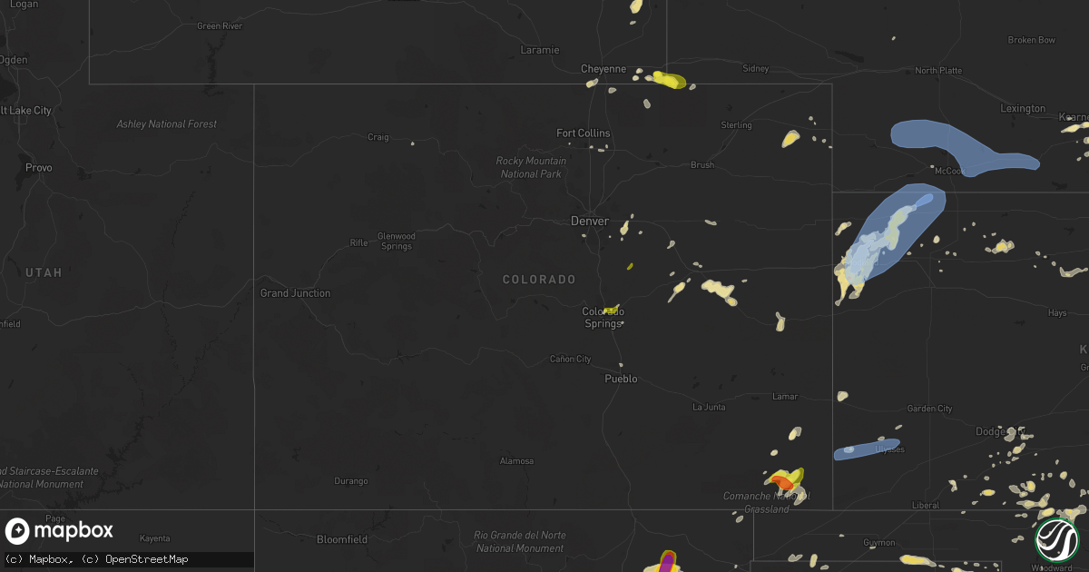 Hail map in Colorado on June 3, 2019