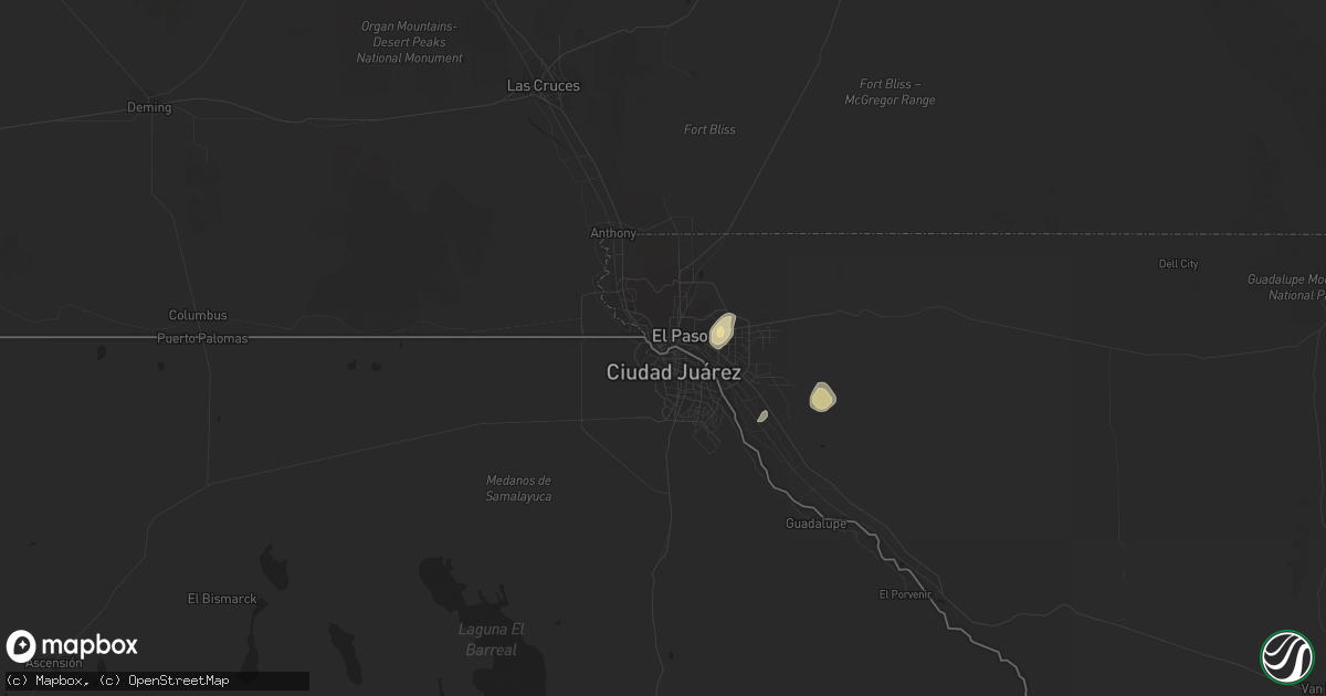 Hail map in El Paso, TX on June 3, 2019