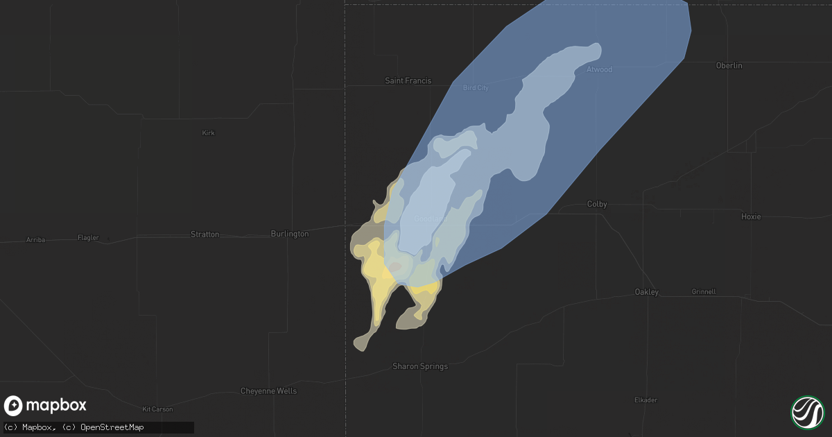 Hail map in Goodland, KS on June 3, 2019