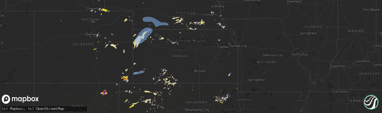 Hail map in Kansas on June 3, 2019