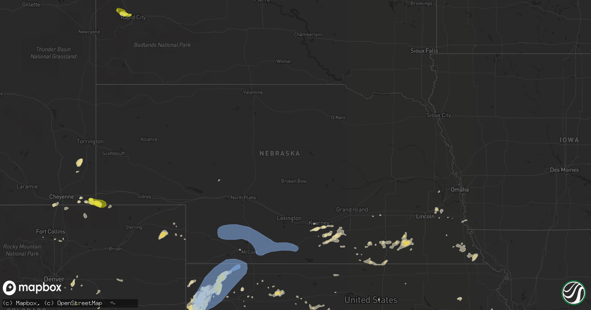 Hail map in Nebraska on June 3, 2019