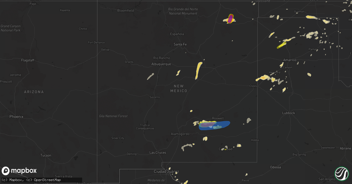 Hail map in New Mexico on June 3, 2019