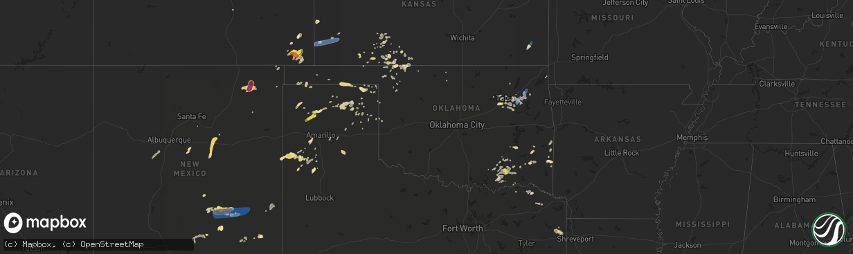 Hail map in Oklahoma on June 3, 2019