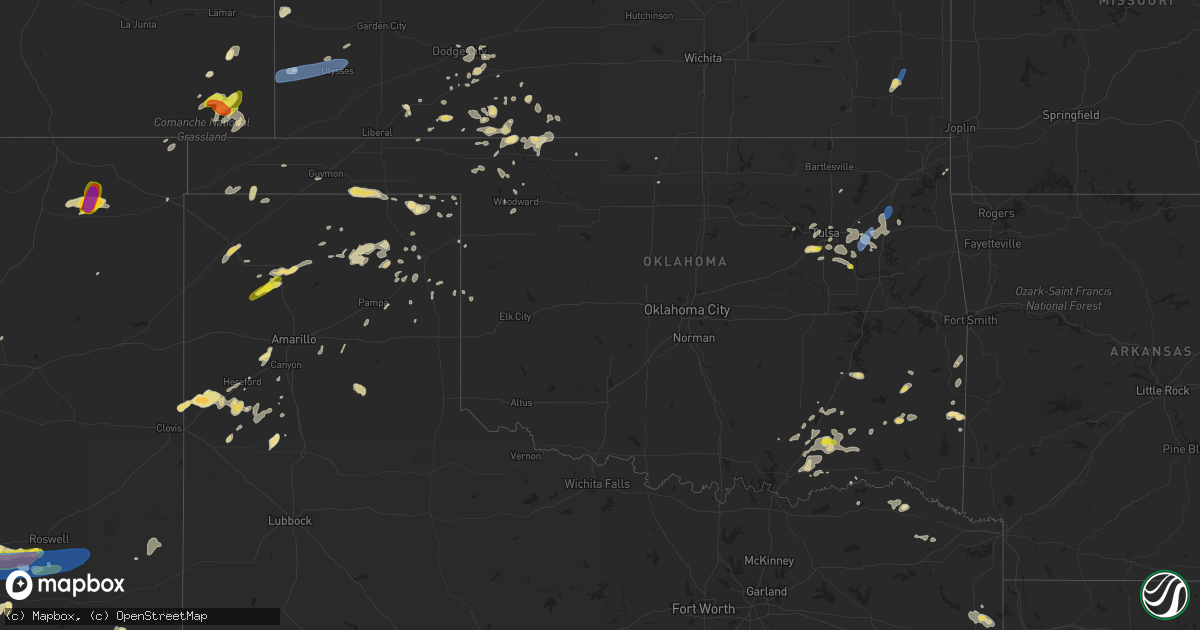 Hail map in Oklahoma on June 3, 2019