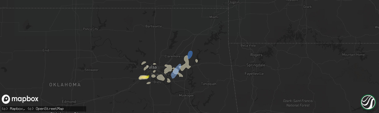 Hail map in Pryor, OK on June 3, 2019