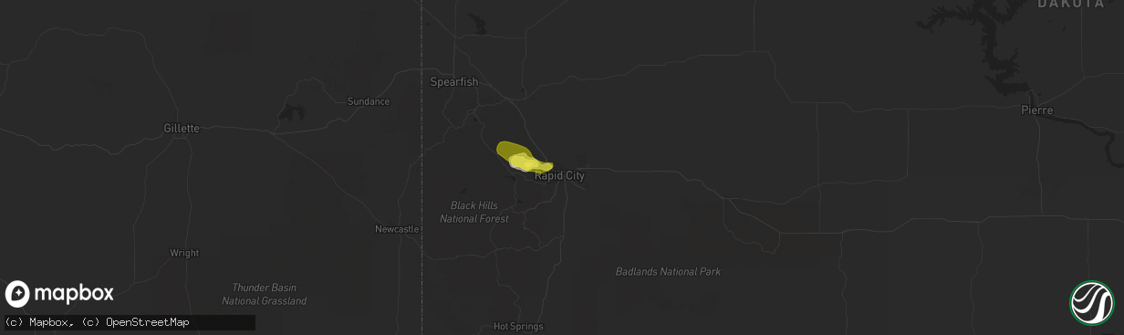 Hail map in Rapid City, SD on June 3, 2019