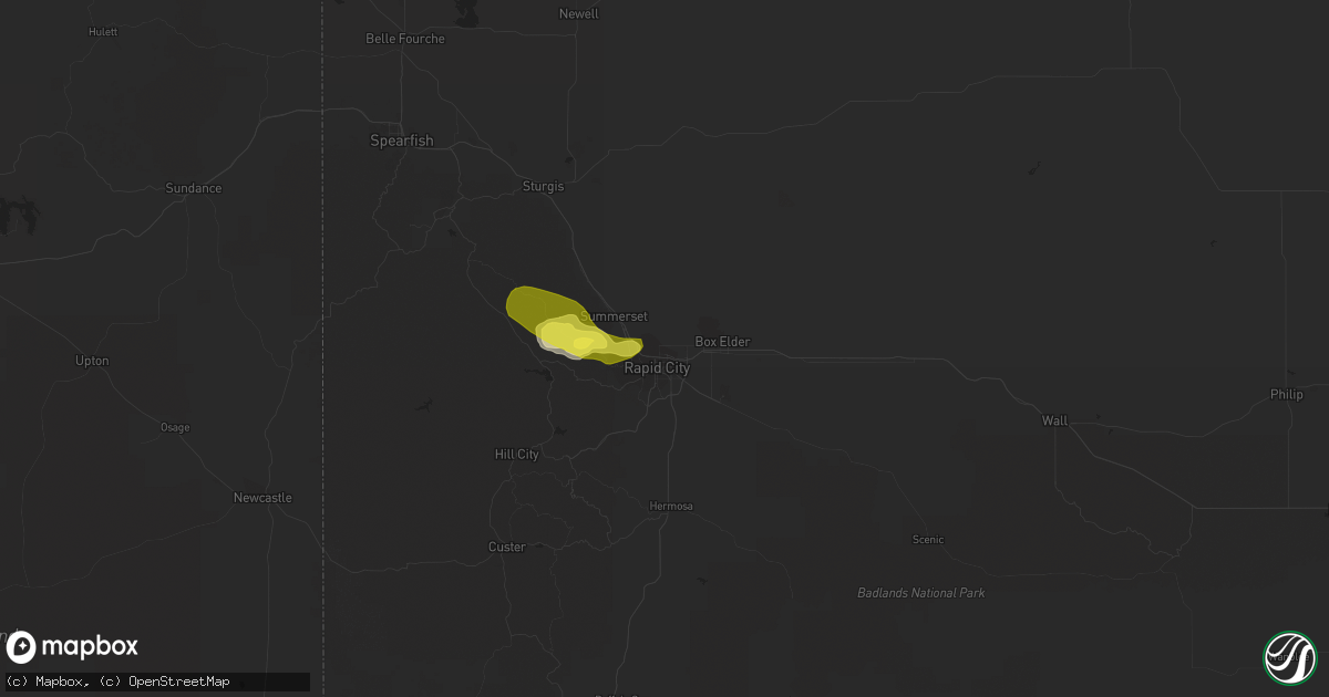 Hail map in Rapid City, SD on June 3, 2019