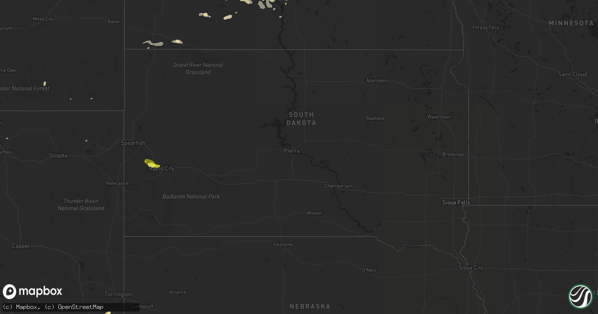 Hail map in South Dakota on June 3, 2019