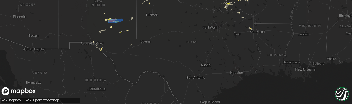 Hail map in Texas on June 3, 2019