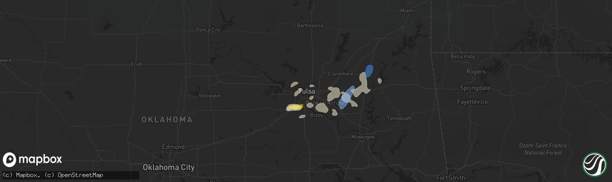 Hail map in Tulsa, OK on June 3, 2019