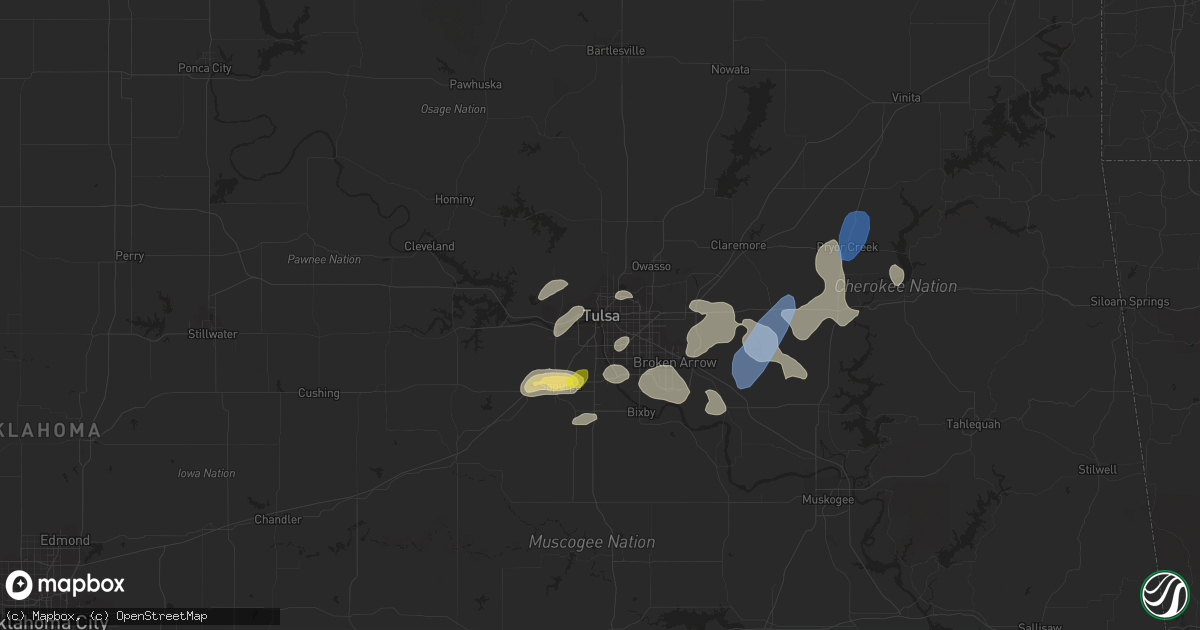 Hail map in Tulsa, OK on June 3, 2019