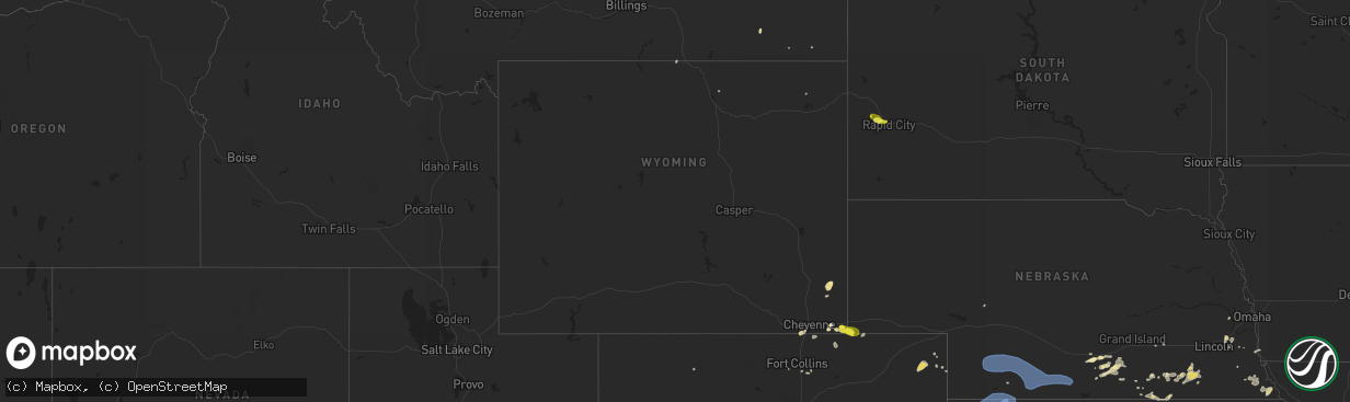 Hail map in Wyoming on June 3, 2019