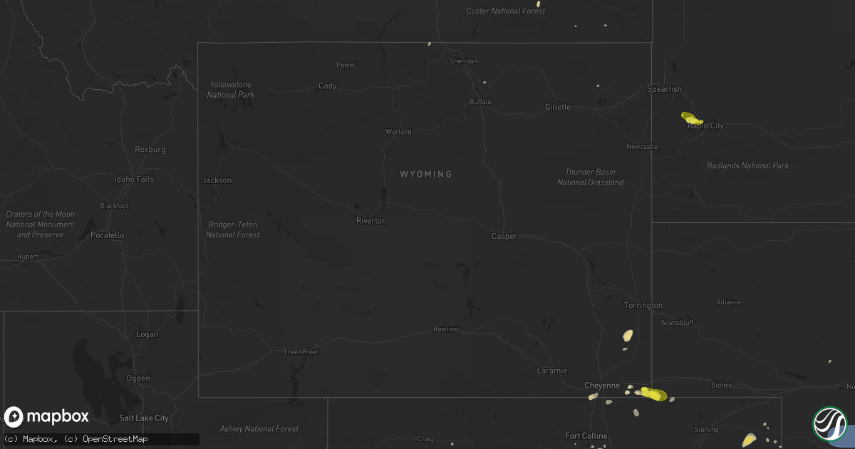 Hail map in Wyoming on June 3, 2019