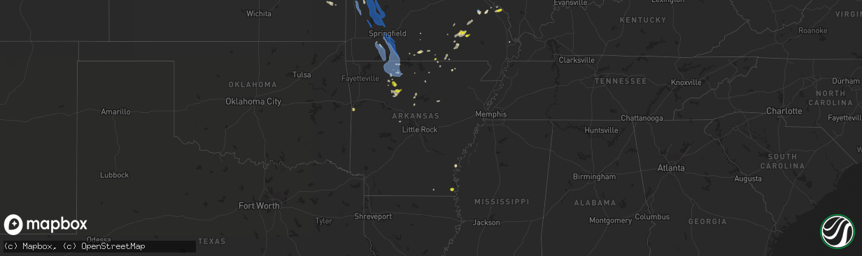 Hail map in Arkansas on June 3, 2020