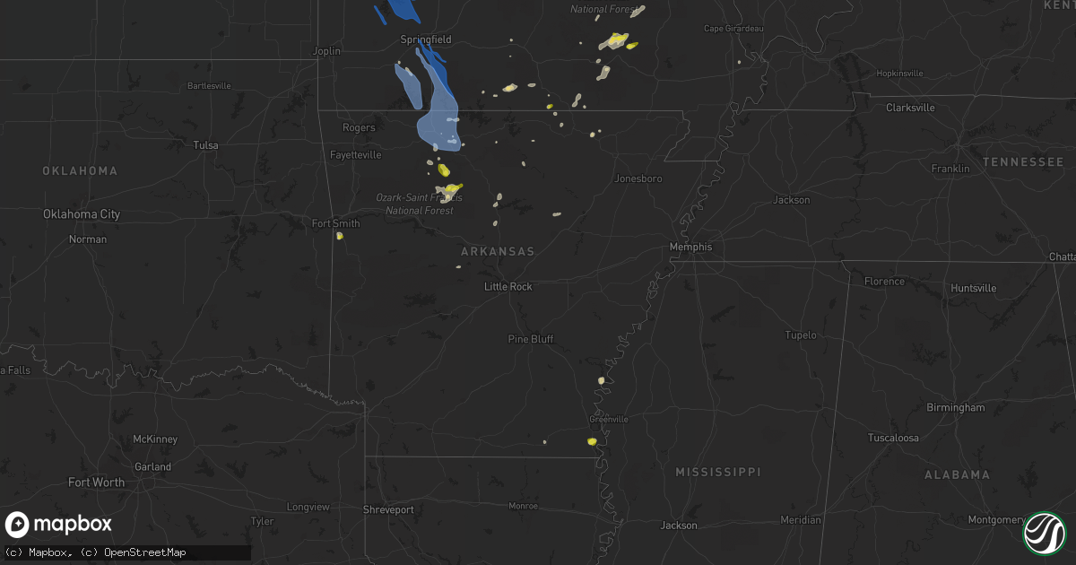 Hail map in Arkansas on June 3, 2020