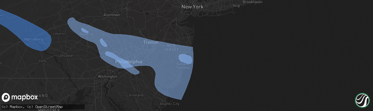 Hail map in Brick, NJ on June 3, 2020