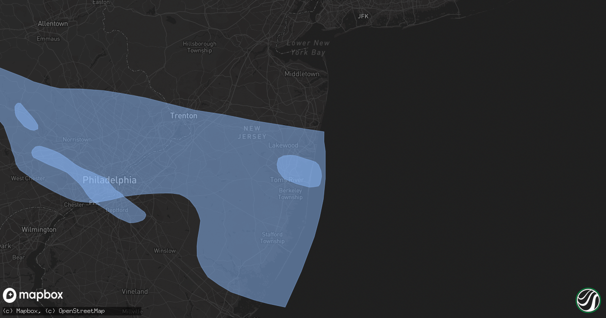 Hail map in Brick, NJ on June 3, 2020