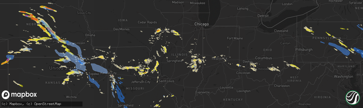 Hail map in Illinois on June 3, 2020