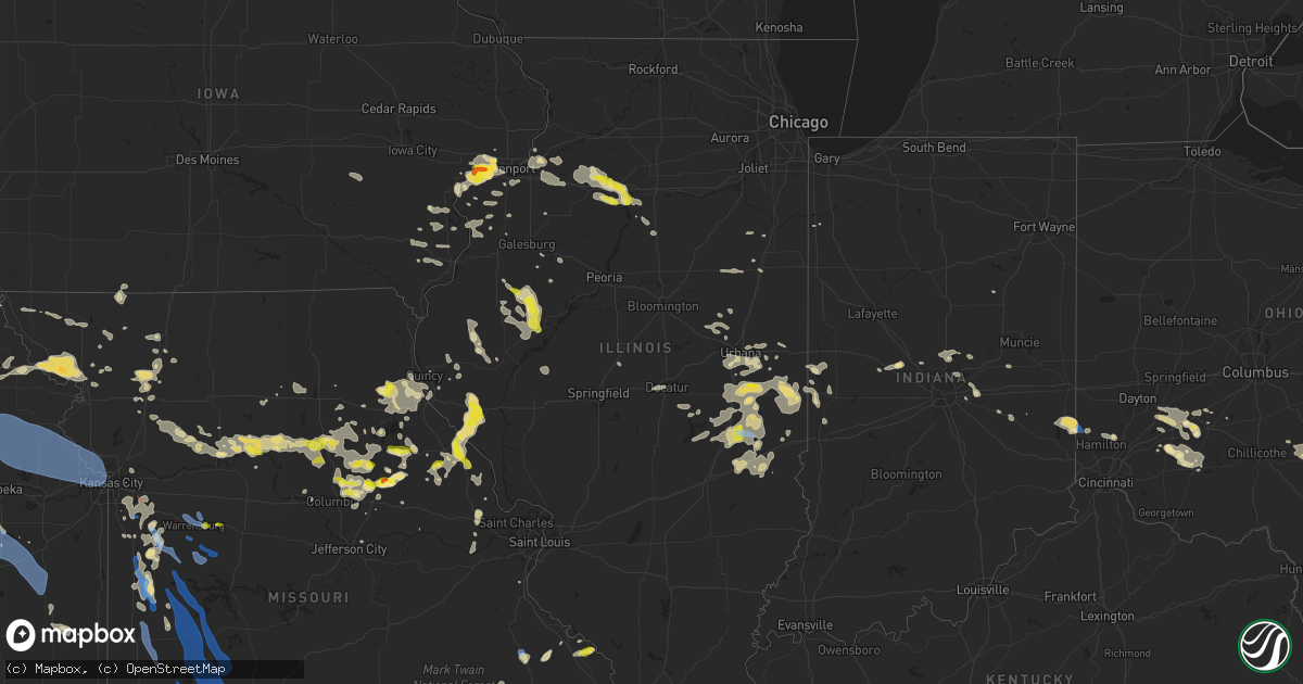 Hail map in Illinois on June 3, 2020
