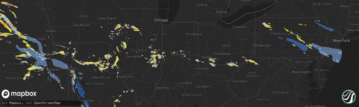 Hail map in Indiana on June 3, 2020