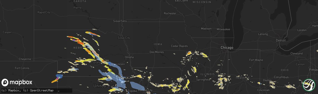 Hail map in Iowa on June 3, 2020