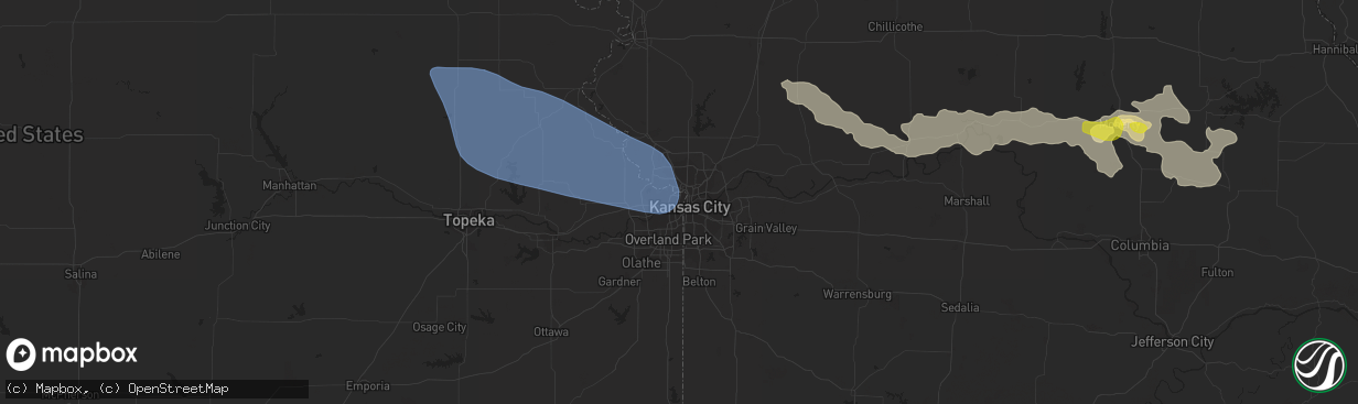 Hail map in Kansas City, KS on June 3, 2020